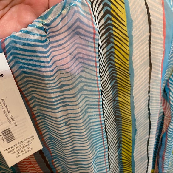 Boho Printed chiffon Cover Up Fashion Fuse L/XL NWT turquoise blueTunic top - Picture 7 of 7